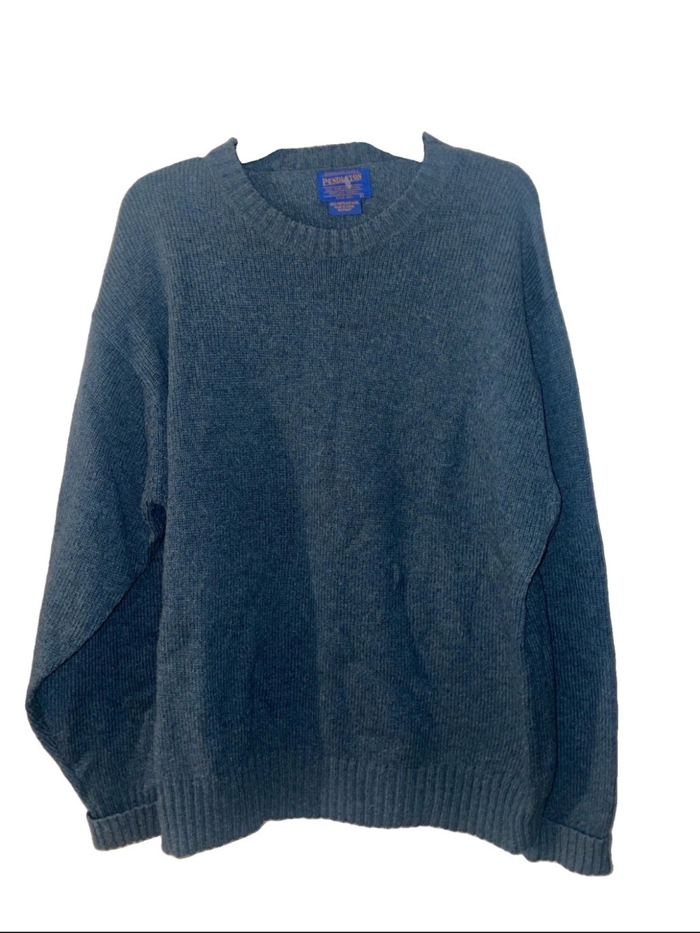 Pendleton Men's Crewneck 100% Shetland Wool Sweater Size L blue green